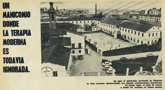 Il·lustració 8. Vista del manicomi provincial de València segons el reportatge de la revista Sábado Gráfico (1972).