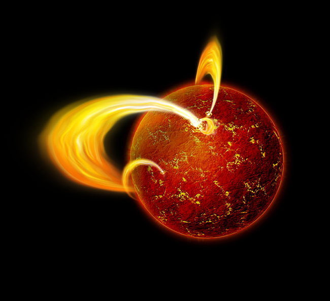 Magnetar_nasa_01: ImpressiÃ³ artÃ­stica dâun âestrellamotâ amb fractura de lâescorÃ§a sÃ²lida i lâerupciÃ³ de plasma a lâexterior. NASA, CXC, M.Weiss.