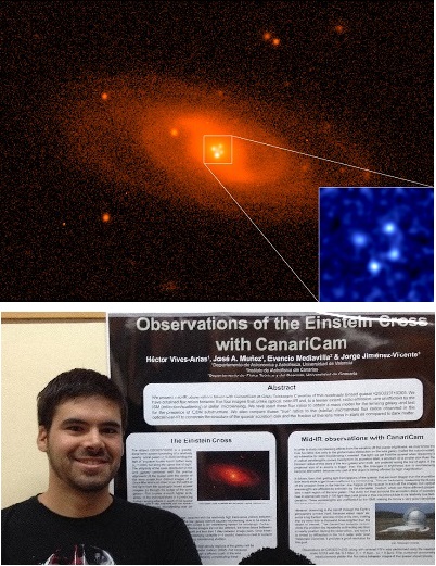 Un equipo internacional liderado por investigadores de la Universitat de València ha logrado determinar las características y estructura del disco de materia situado en torno al agujero negro del cuásar de la Cruz de Einstein (un objeto lejano en el universo de gran luminosidad). La estimación, basada en observaciones con el telescopio óptico/infrarrojo más grande del mundo, el Gran Telescopio Canarias, confirma otras mediciones sobre el tamaño, temperatura y luz emitida por estos cuerpos situados a miles de millones de años luz.