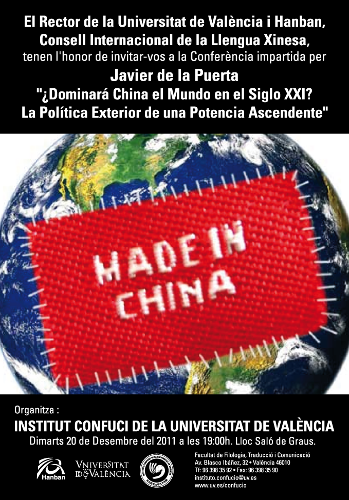 Cartel de la conferencia sobre China de Javier de la Puerta