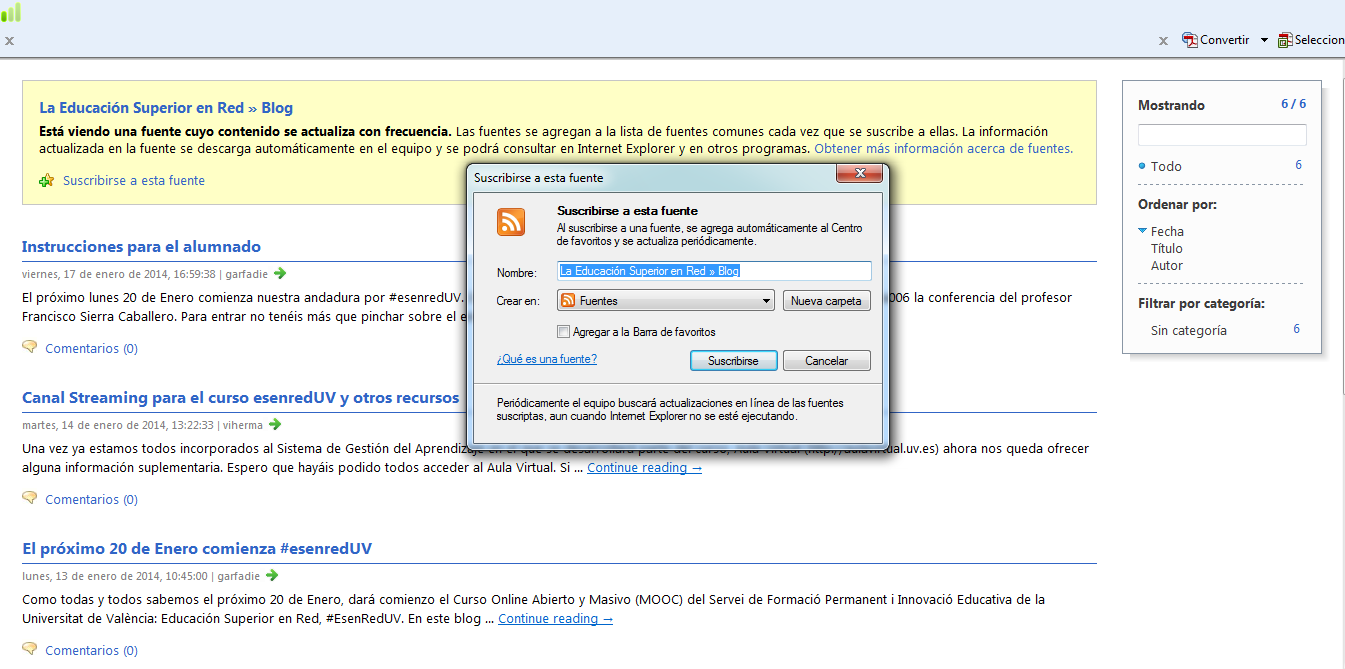 rss en internet explorer