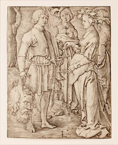 Lucas van Leyden (Leiden 1494-1533). El triomf de David Burí, 1513. 107x84 mm