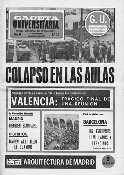 Colapso en las aulas, Gaceta Universitaria, núm. 74. 15 febrer 1967.