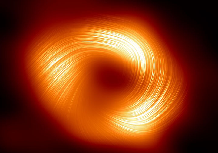 Agujero negro supermasivo Sagitario A* en luz polarizada.