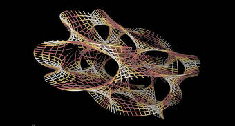 Representació gràfica per ordinador de l’espai-temps multidimensional que proposen les teories de cordes. Crèdits: Jean-Francois Colonna/Interactions.org).