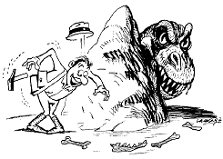 T. rex y paleontólogo