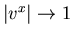 $\vert v^x\vert \rightarrow 1$