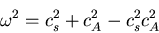 \begin{eqnarray*}
\omega^2=c_s^2+c_A^2-c_s^2c_A^2
\end{eqnarray*}
