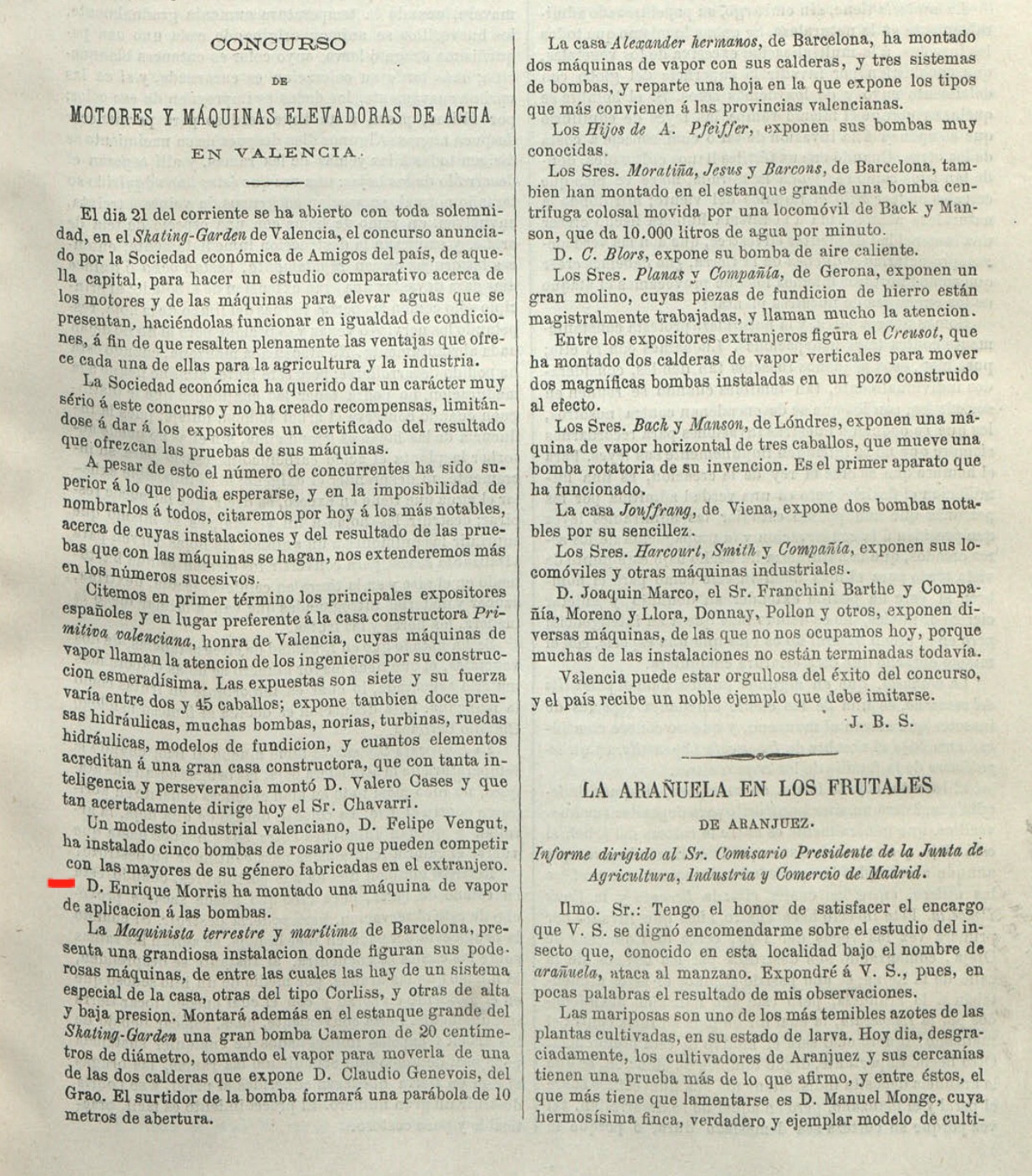 Henry Morris en la prensa: Crónica de la Industria, 1880