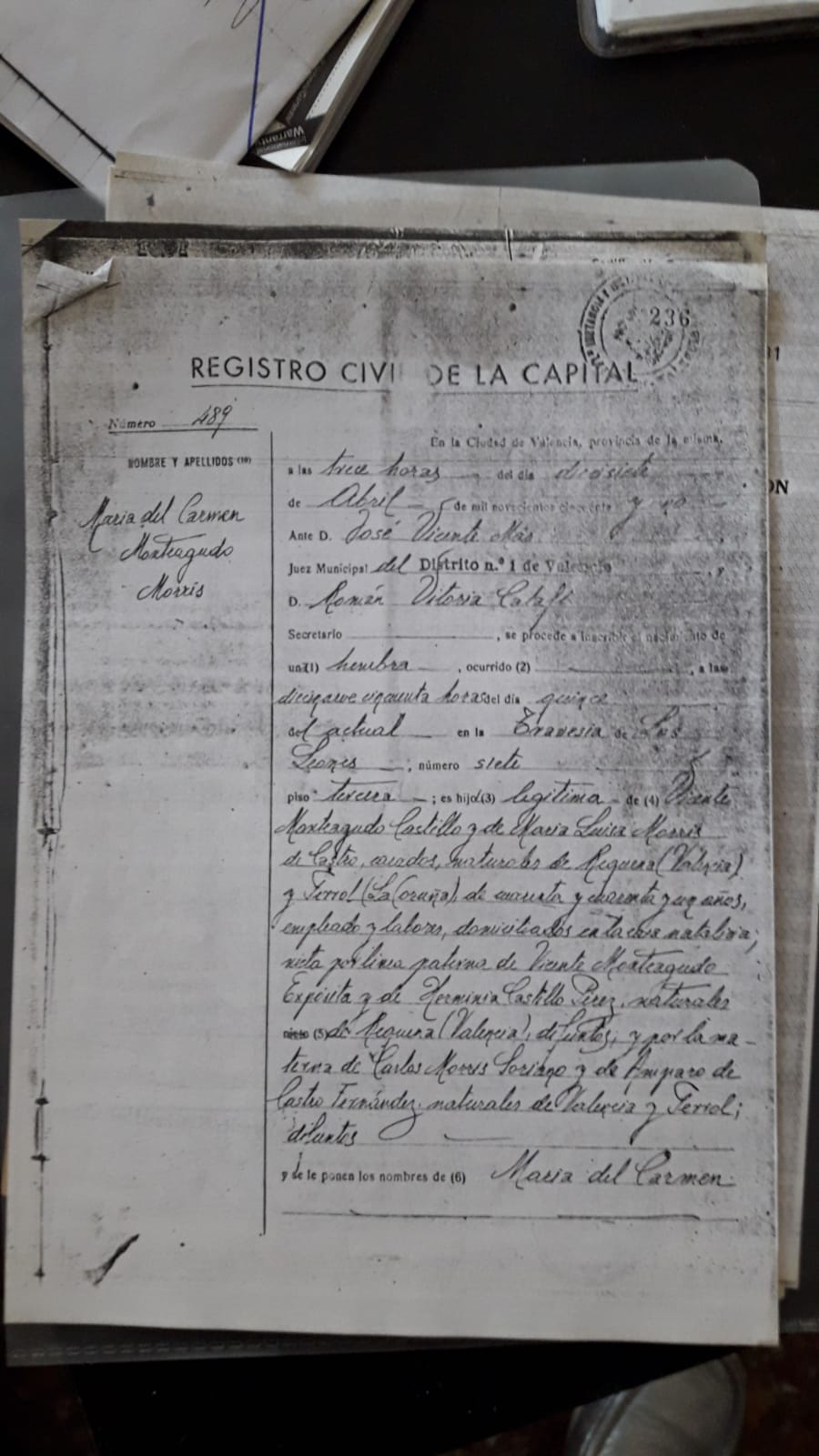 Partida de Mari Carmen