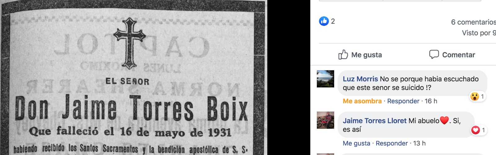 Esquela de Jaime Torres Boix