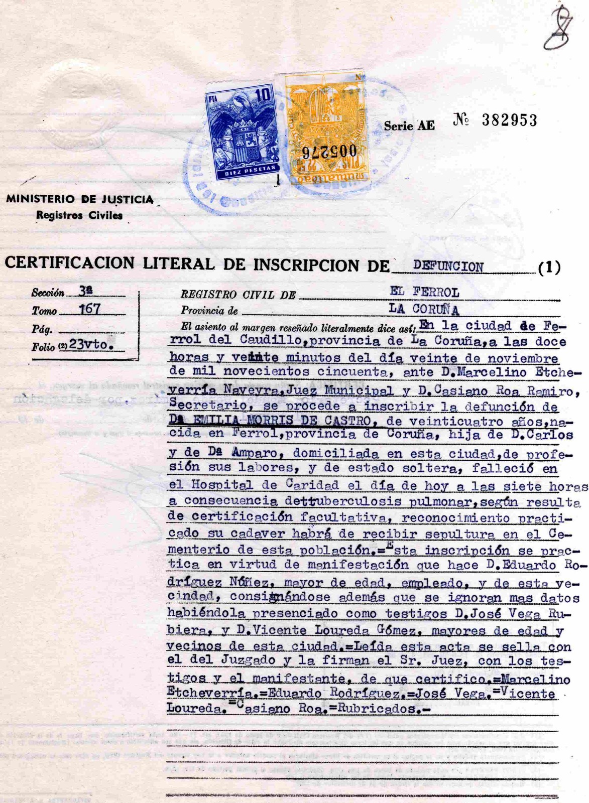 Defunción de Emilia
