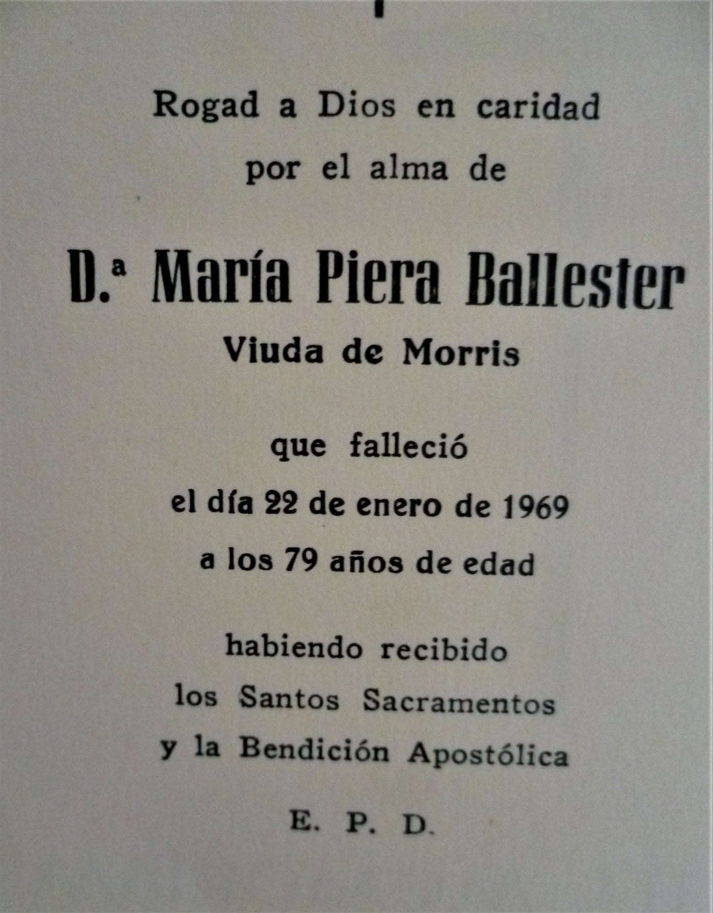 Recordatorio de María Piera Ballester