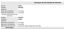 Matrimonios de la parroquia de San Nicolás de Alicante