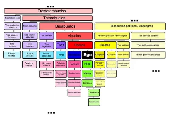 El esquema de parentescos que el grupo usaba para no perderse