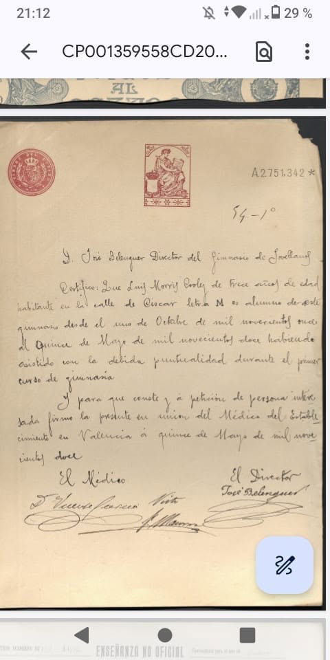 Escrito al director del Instituto