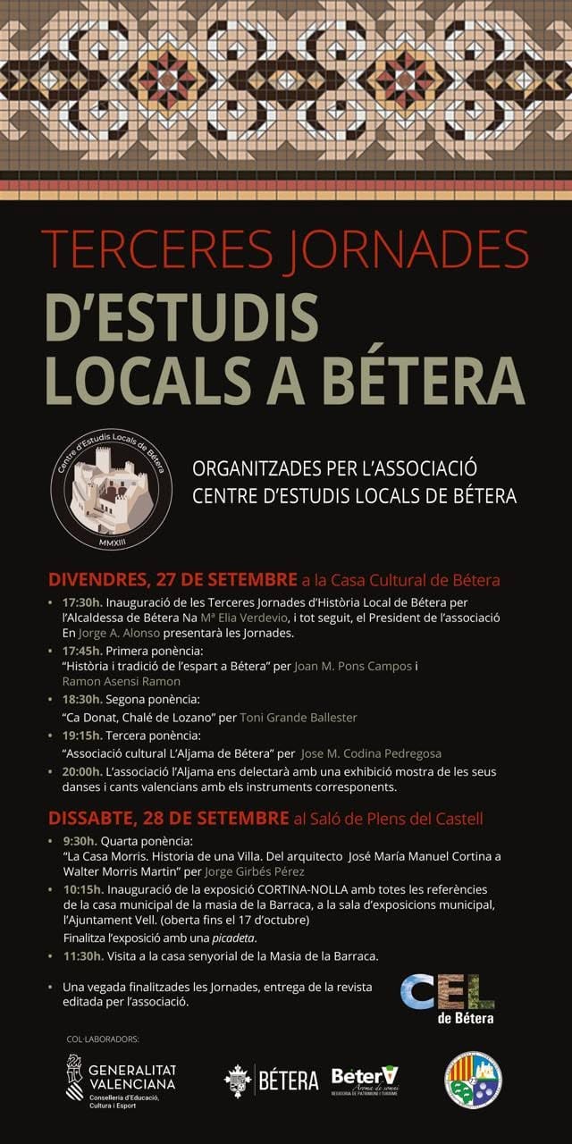 Cartel de las Terceres Jornades d’Estudis Locals a Bétera