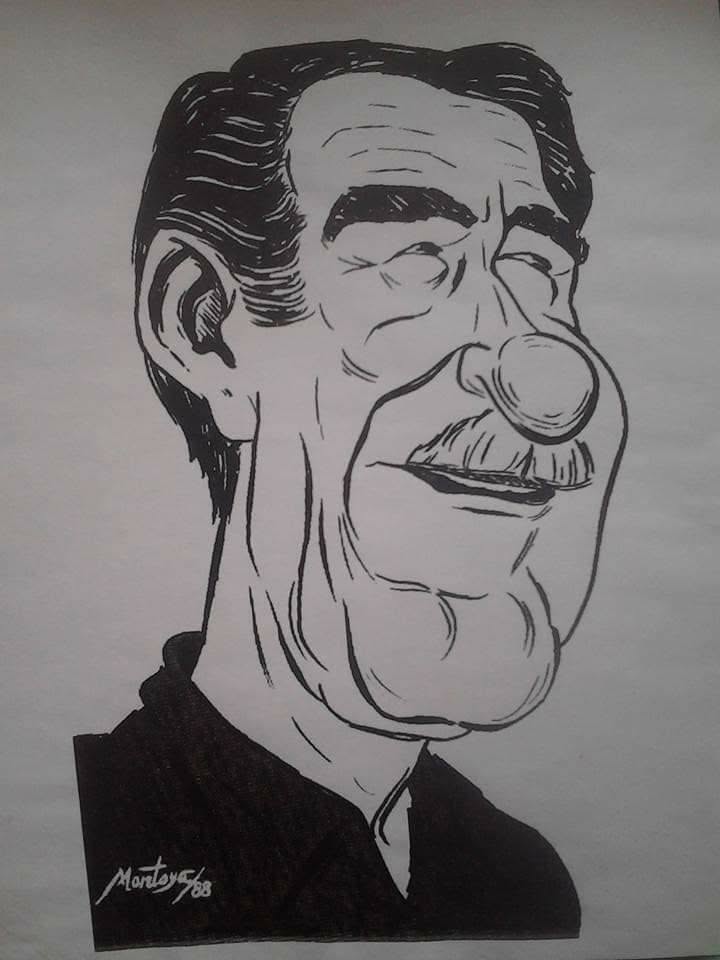 Caricatura a plumilla de un Andrés Morris
