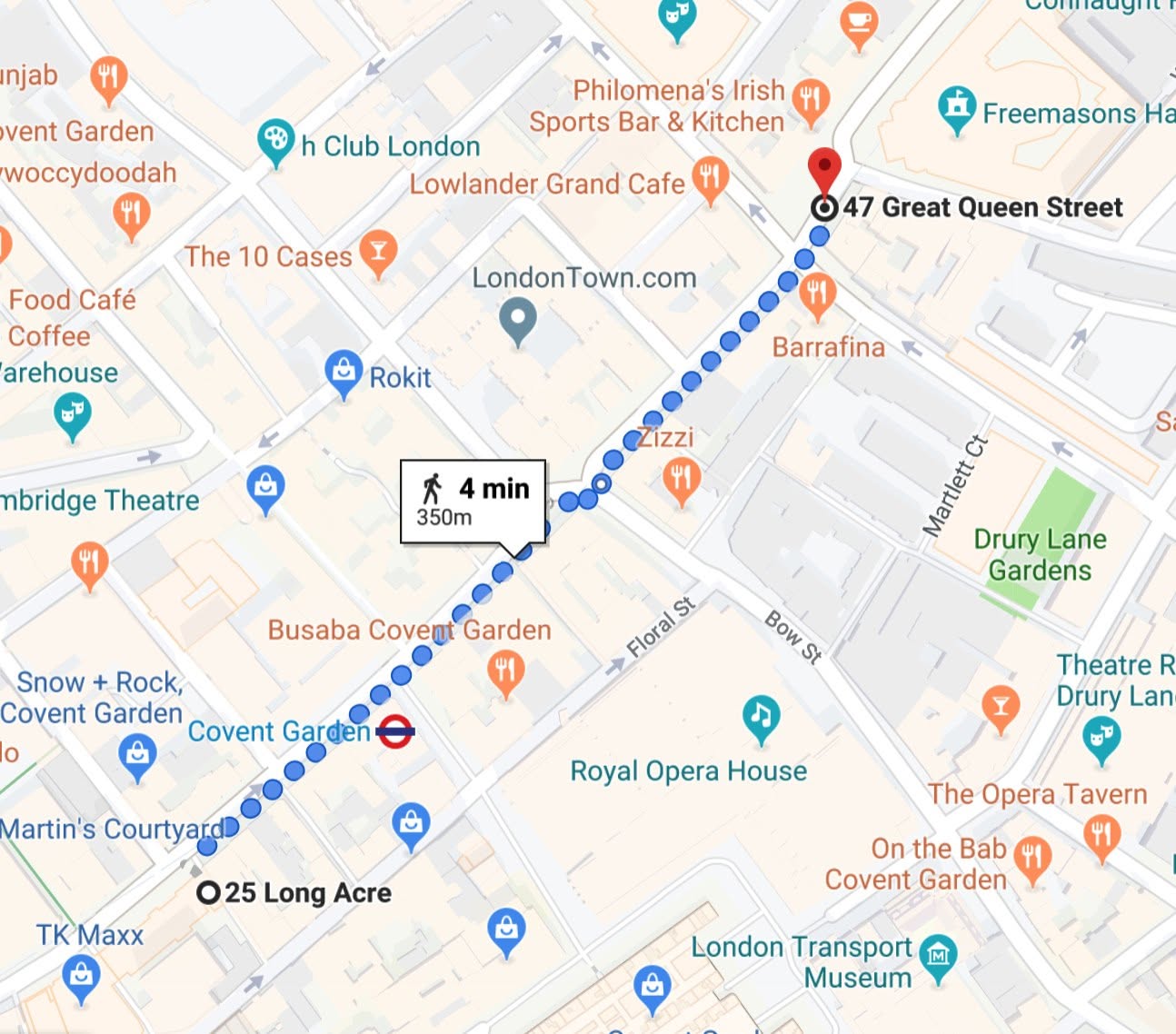 Del 47 de Great Queen Street a Long Acre
