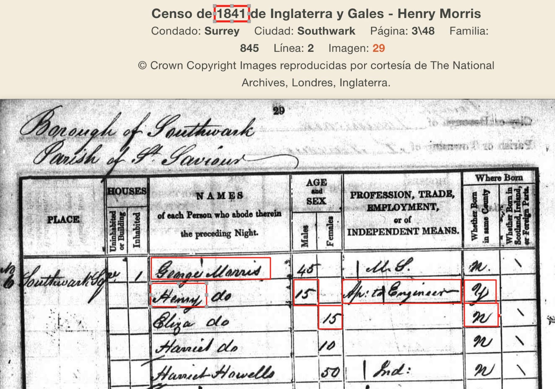 El censo de 1841 de Inglaterra y Gales