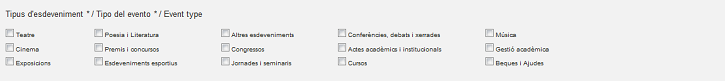Formulari. Camp de Tipus d'Esdeveniment