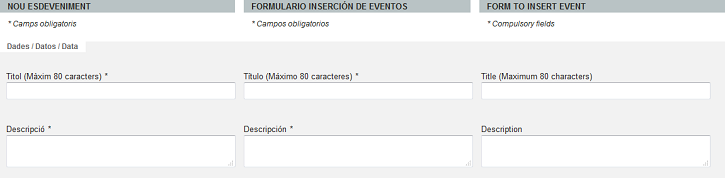 Formulari. Camps de Títol i Descripció