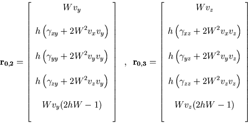 \begin{displaymath}
{\bf r_{0,2}} =
\left[ \begin{array}{c}
W v_y  \\
h \left...
..._z }}\right)  \\
W v_z (2hW - 1)  \\
\end{array} \right]
\end{displaymath}
