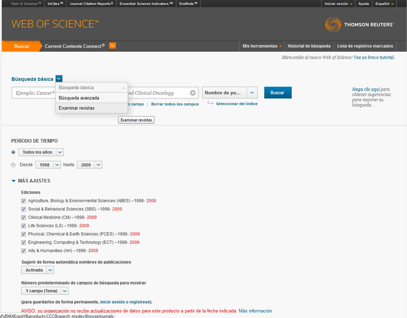 Cas 2. Taula de continguts. Current Contents Connect | Casos pràctics ...