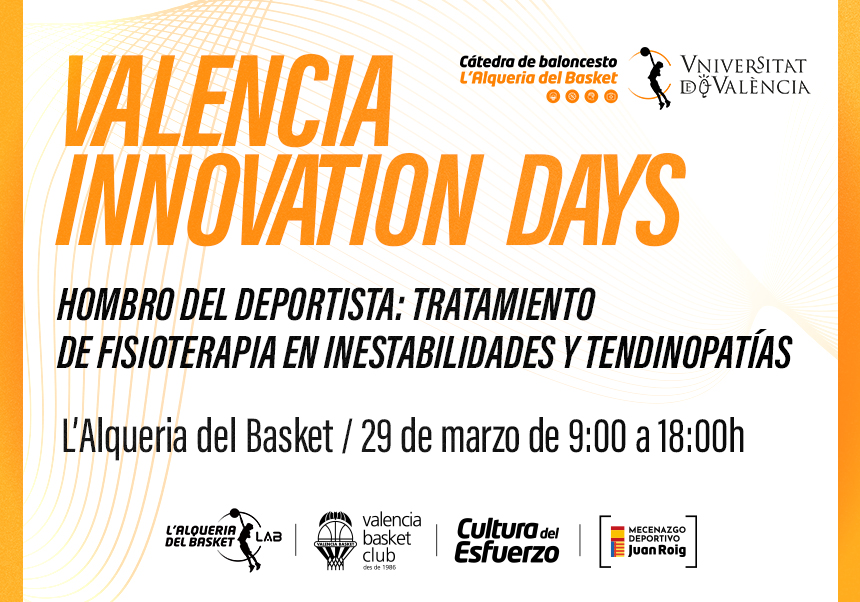 Cartell amb el text: Valencia Innovation Days, muscle de l'esportista. 29 de març de 2025 de 9 a 18h.