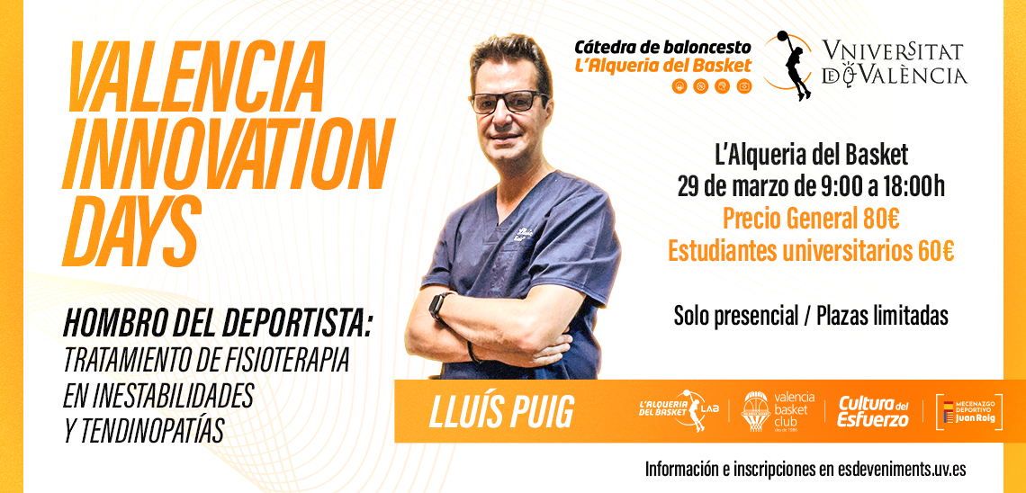 Cartell amb el text: Valencia Innovation Days, muscle de l'esportista. 29 de març de 2025 de 9 a 18h.