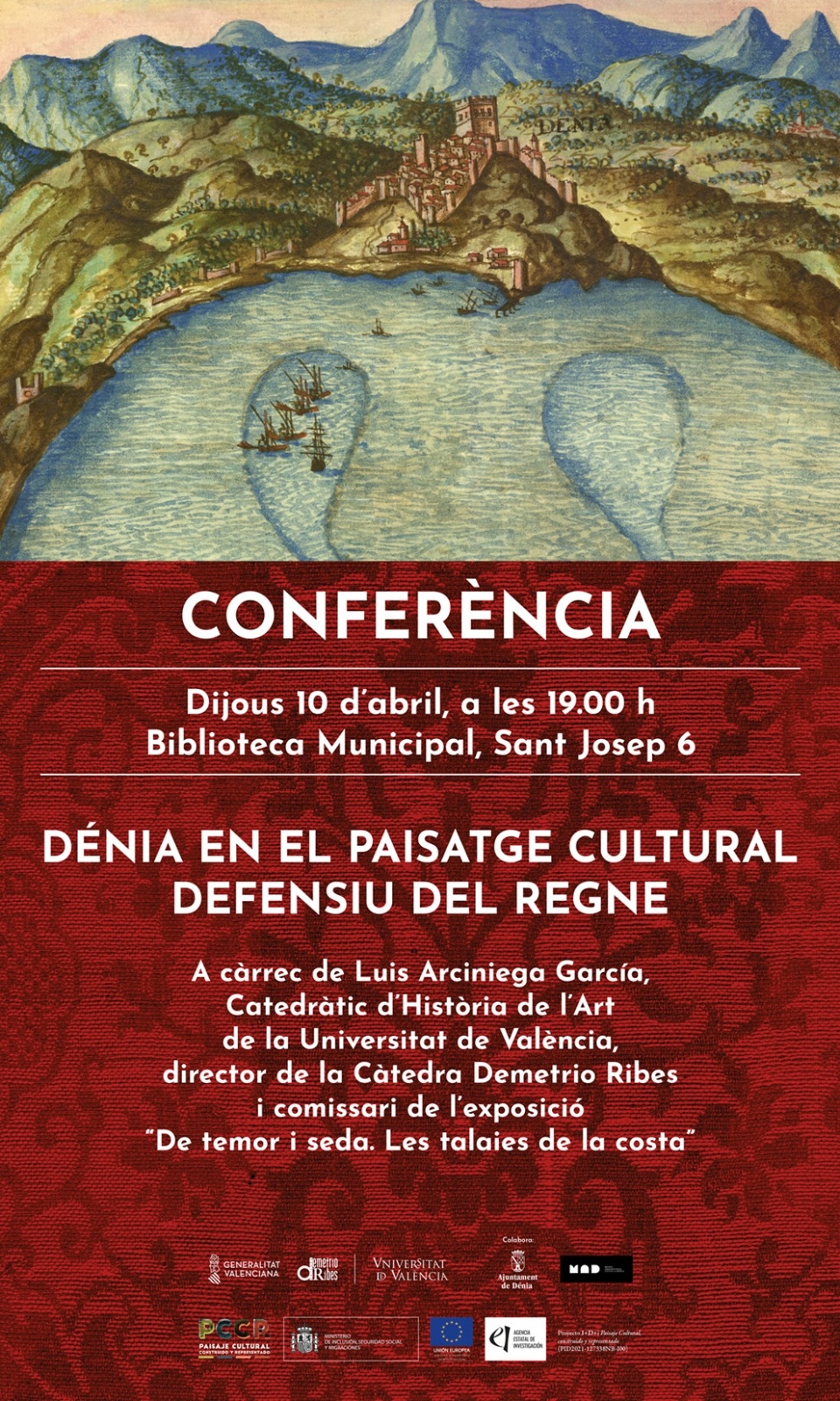 Cartell Conferència Temor i seda a Dènia