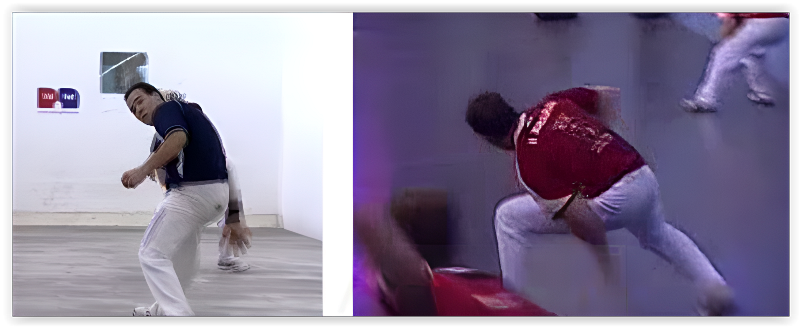 Canari i Sarasol realitzant el colp per darrere l’esquena i per baix cama. Foto: José Martinez