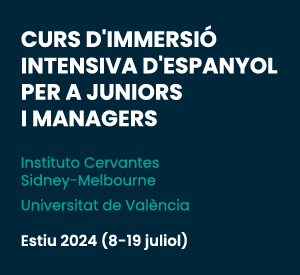 Imatge d'un cartell informatiu sobre el curs d'espanyol per a Júniors i Managers.