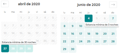 Calendario de Anuncio de Airbnb