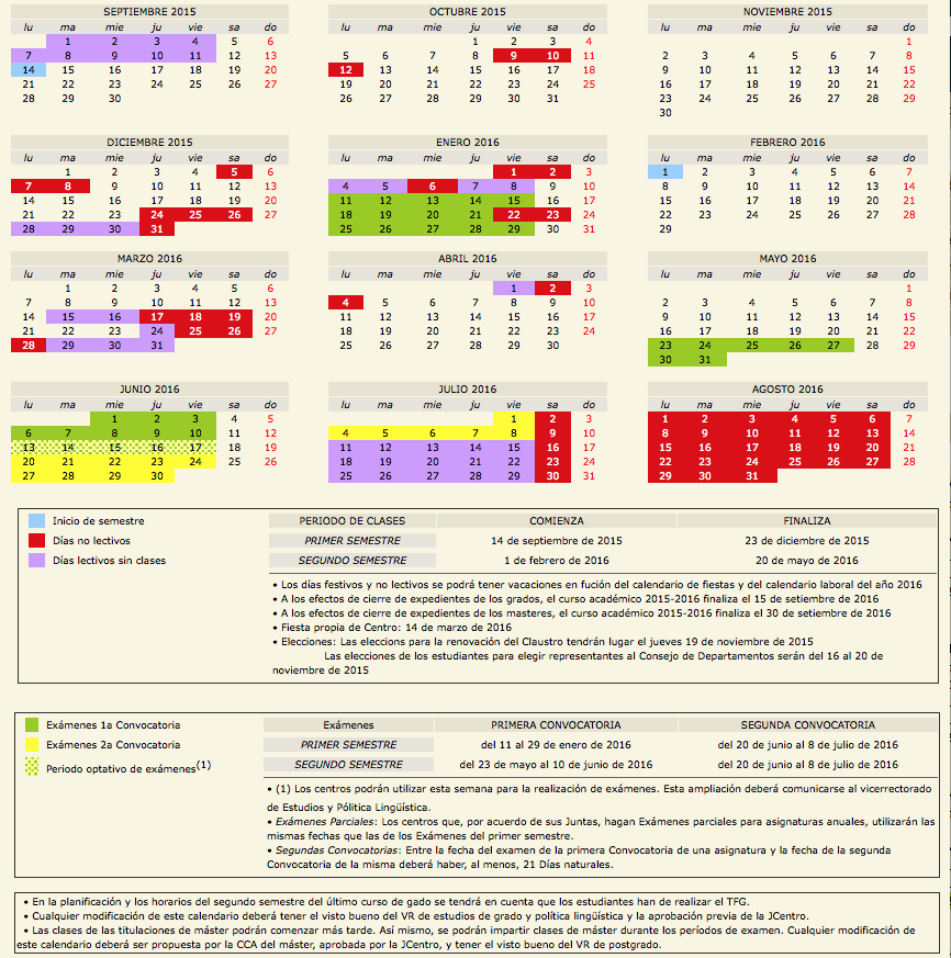 Calendario Acadmico 2015-16