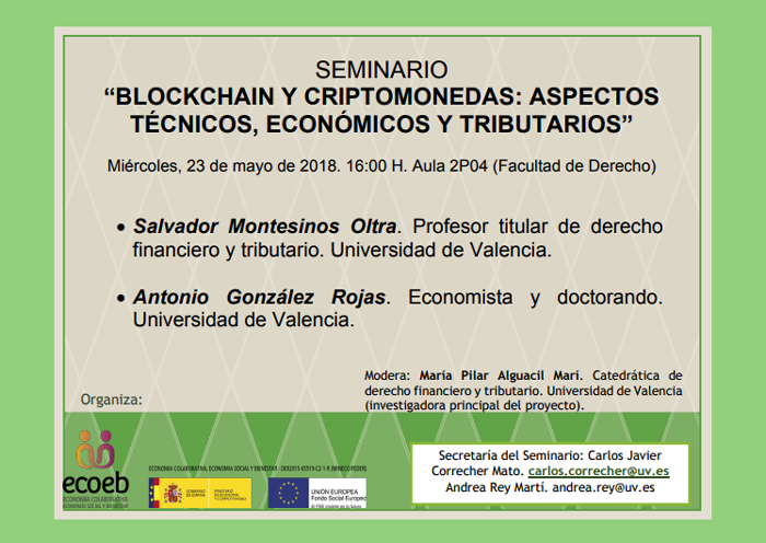 Seminario "Blockchain y criptomonedas: aspectos técnicos, económicos y tributarios"