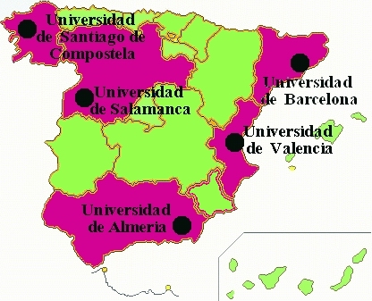 Mapa de enlaces a Universidades participantes