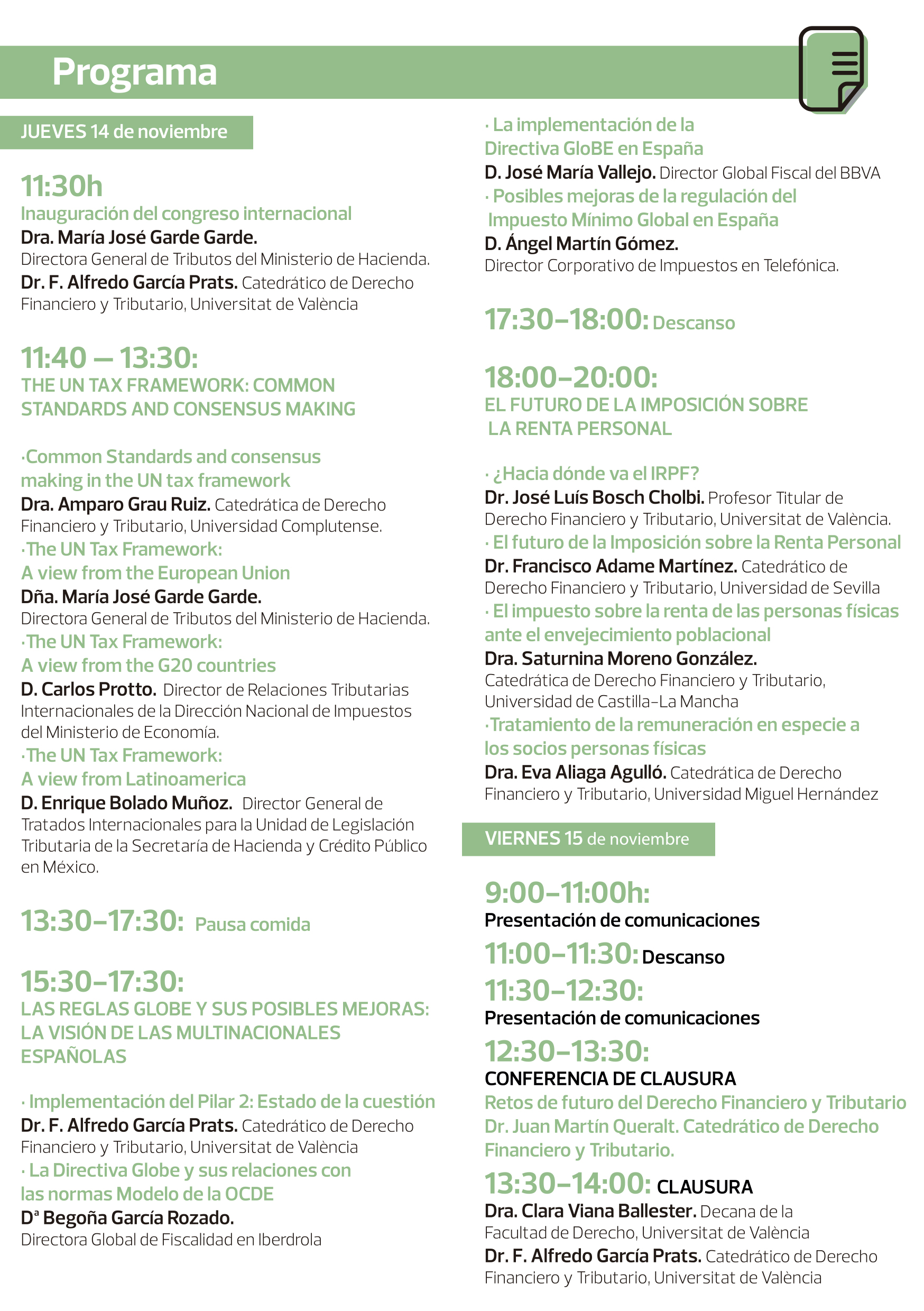 Díptico del congreso