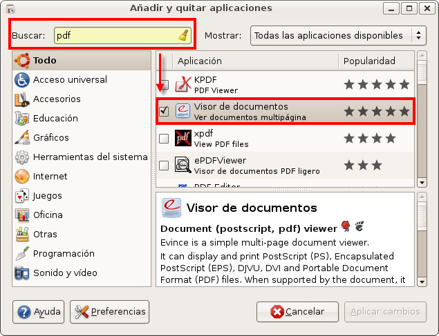 Evince Visor de documentos PDF