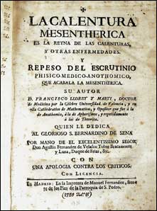 Portada de 'Calentura mesentherica...' (1729), de Lloret Martí