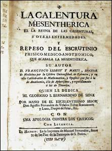 Portada de 'Calentura mesentherica...' (1729), de Lloret Mart