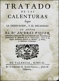 ortada del 'Tratado de la calenturas' (1751), de Piquer