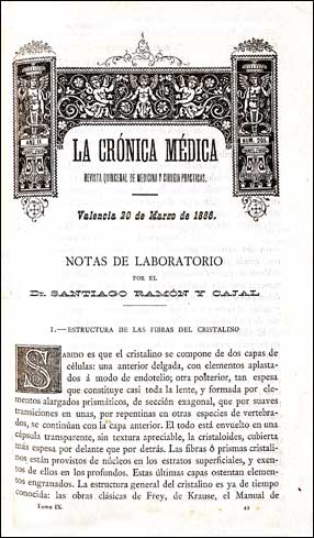 S. Ramn y Cajal. Notas de laboratorio publicado en La Crnica Mdica, 1885-1886