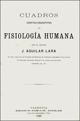 Portada de los 'Cuadros sinóptico-descriptivos de fisiología humana' (1882), de Juan Aguilar y Lara