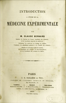 Portada de la obra de Claude Bernard, 'Introduction a l’étude de la médecine experiméntale', 1865
