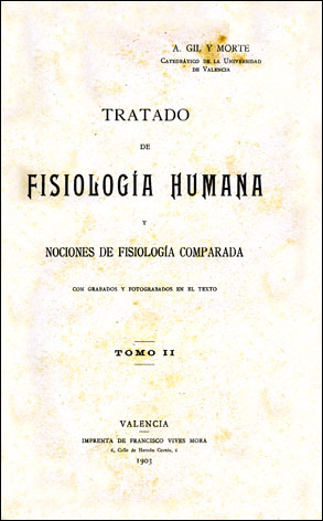 Portada del 'Tratado de Fisiologa humana y nociones de fisiologa comparada' (1902-1903) de Adolfo Gil y Morte