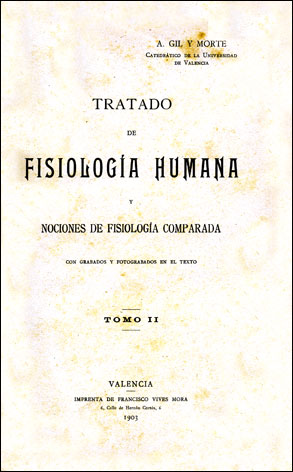 Portada del 'Tratado de Fisiología humana y nociones de fisiología comparada' (1902-1903) de Adolfo Gil y Morte