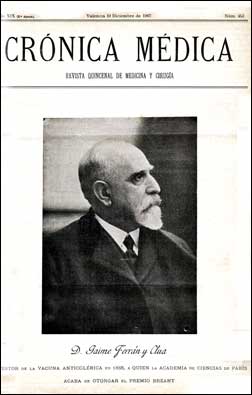 Nmero de la revista valenciana 'La Crnica Mdica' del 10 de diciembre de 1907,en el que se homenajea a Ferrn