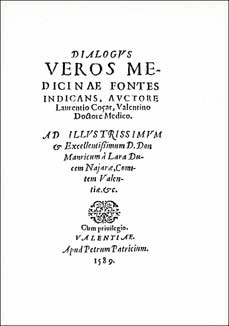Portada del libro de Lloren Coar (1589)