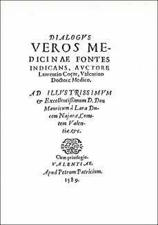 Portada del libro de Lloren Coar (1589)